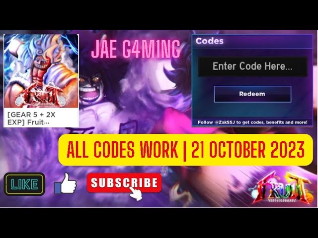 ALL CODES WORK [GEAR 5 + 2X EXP] Fruit Battlegrounds ROBLOX