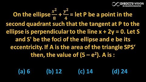 Ellipse: On the ellipse 𝒙^𝟐/𝟖 + 𝒚^𝟐/𝟒 = let P be a point in the second quadrant such that