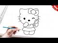 Cara gambar Hello Kitty Lucu dan Simple | tutorial menggambar Hello Kitty Lucu dan Cantik 13