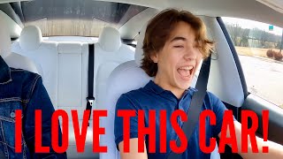 I let my 15 year old son drive my Tesla Model 3 Performance | Incredible Reactions