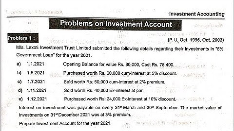 Investment Account || TYBCOM Sem-V ||