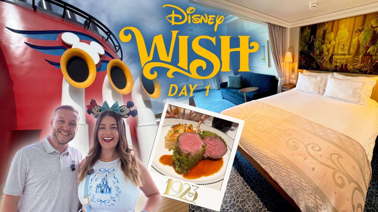 DISNEY WISH Cruise VLOG - Embarkment Day | Verandah Stateroom Tour | 1923 Dinner | Port Canaveral