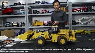 Unbox yellow Kabolite K988 Hydraulic RC Loader 1/14 PL18 4X4 diff lock, two speed gear. Light sound