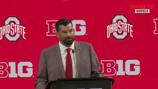 Ohio State head coach Ryan Day speaks at Big Ten Media Days 2024