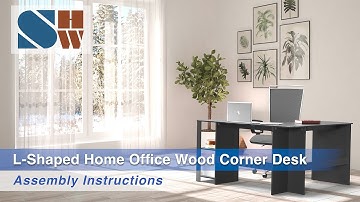 SHW L-Shaped Home Office Wood Corner Desk Assembly