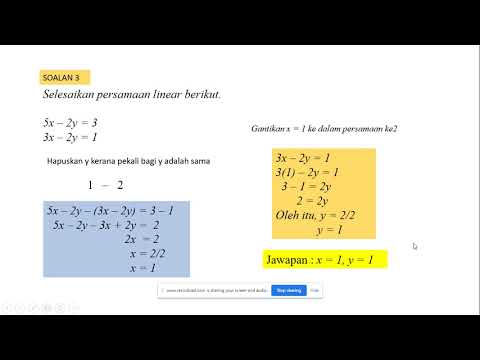 Matematik Ting1 Menyelesaikan Persamaan Linear Serentak Kaedah Penghapusan 2 Youtube