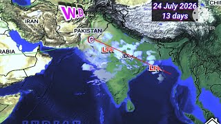 Next 30 Days Weather System Map/12 July To 10 August 2026/ LPA Monsoon Through Line.