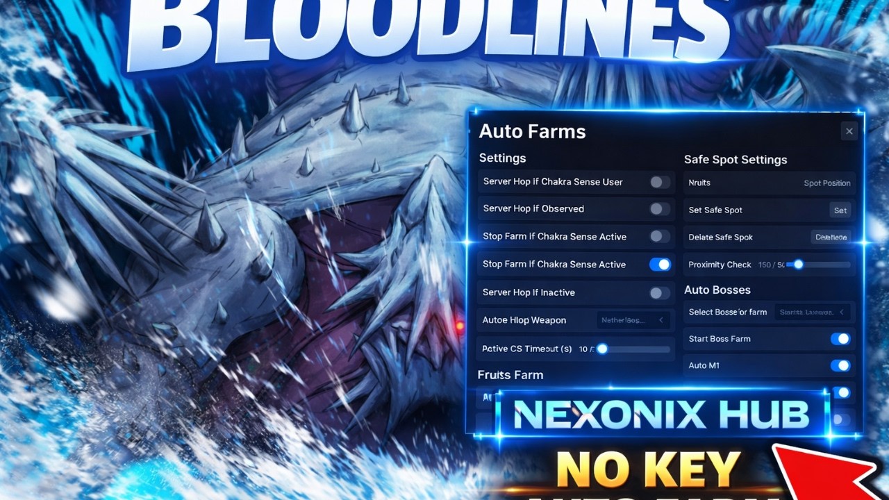 FREE Bloodlines script, auto boss farm, auto fruits farm, and more ...