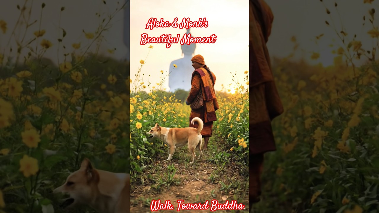 Aloka & Monk's Beautiful Moment Walking Towards Buddha 🐕🙏 | Walk for Peace | 