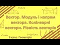 Вектор. Модуль і напрям вектора. Колінеарні вектори. Рівність векторів (9 клас. Геометрія)