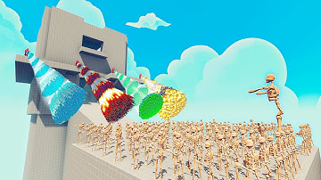 100x SKELETON + 1x GIANT vs 4x EVERY GOD - Totally Accurate Battle Simulator TABS
