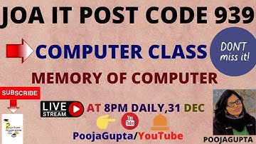 MEMORY OF COMPUTER  / HPJOA(IT)  / JOA(IT) CRASH COURSE  -939 /  HPJOA(IT) / BY POOJA