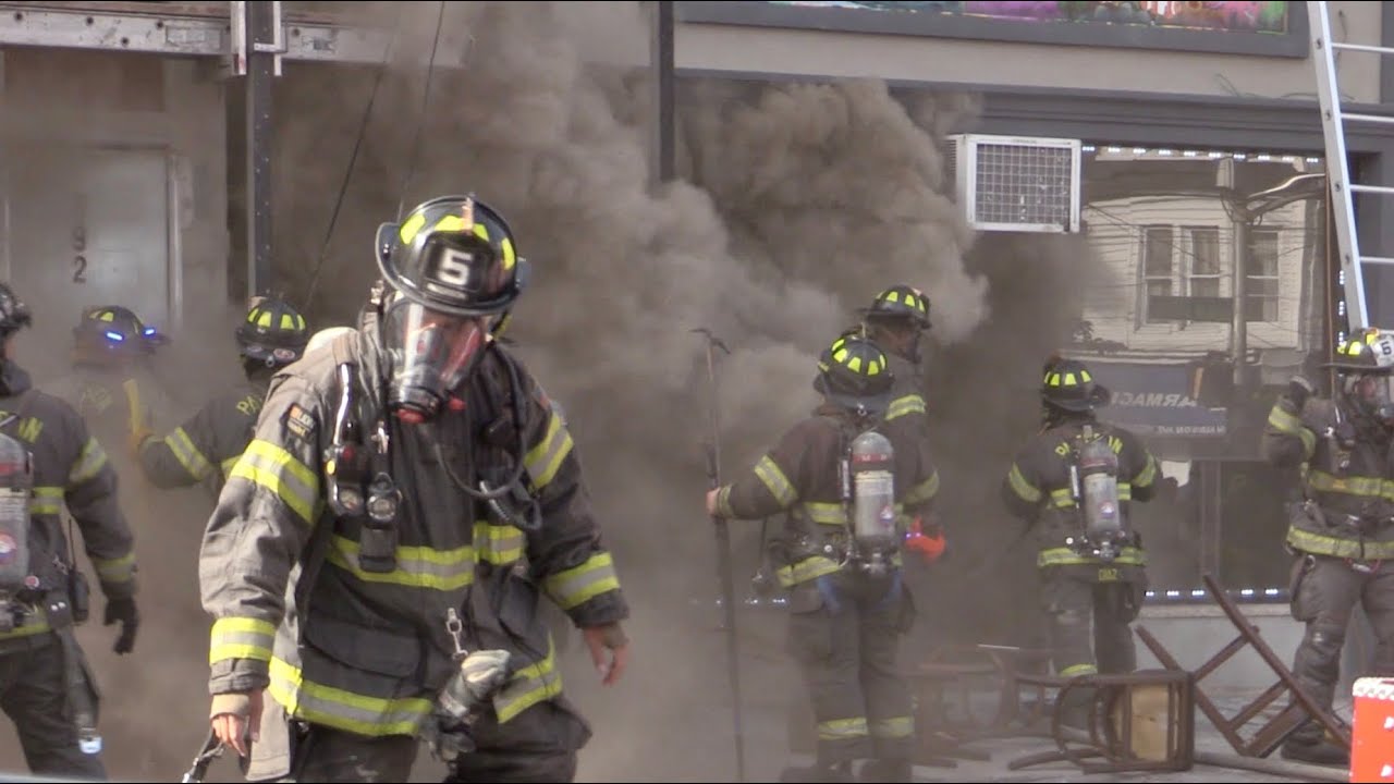 Paterson NJ Fire Dept operate at a 2nd Alarm Fire at Buca’s Seafood