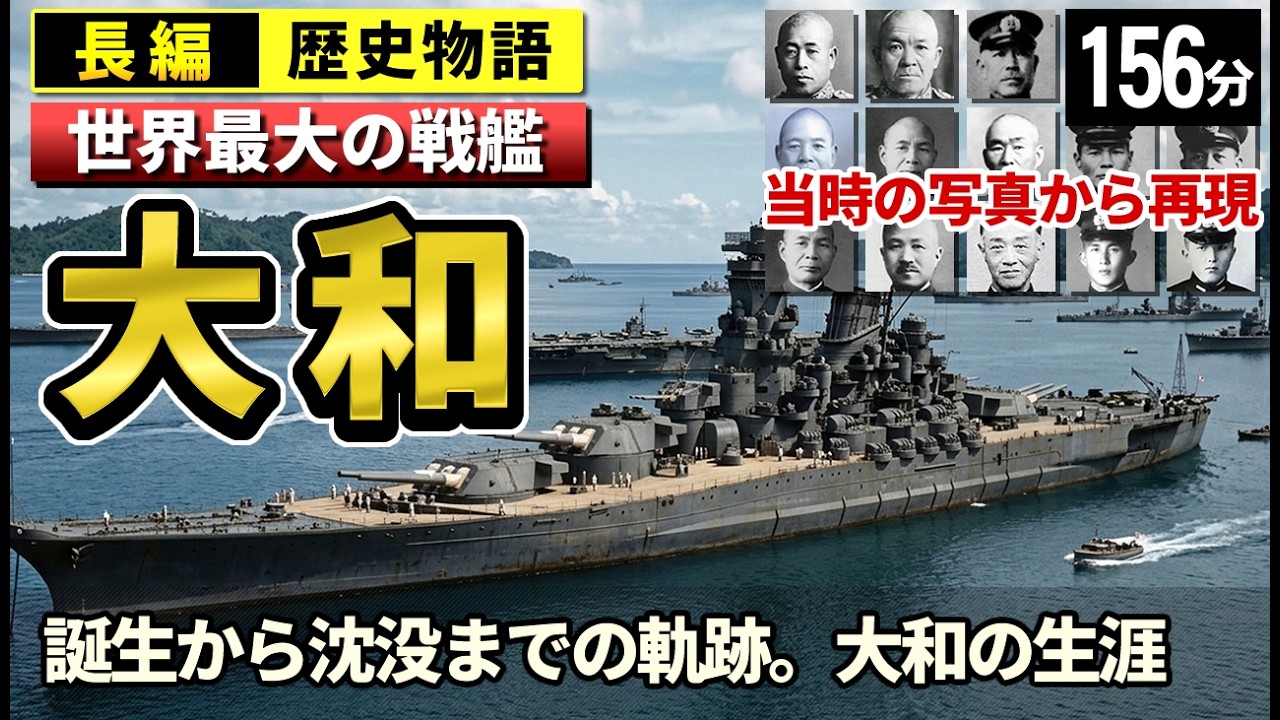 【当時の写真から21名をAIで再現】戦艦大和の生涯をゆっくりたどる長編歴史物語｜誕生から沈没まで 巨艦が歩んだ四年間の軌跡　 - Battleship Yamato -　【睡眠用 ぐっすり】