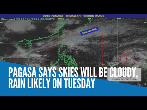 Pagasa says skies will be cloudy, rain likely on Tuesday