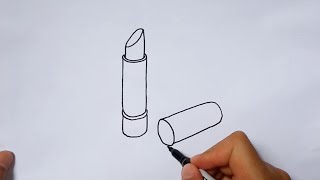 How to Draw a Lipstick Sketch Drawing – Easy Lipsticks Outline Tutorial Step by Step