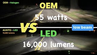 LED 16k lumens bulbs vs OEM halogen bulbs  review on projector headlights  best LED bulbs