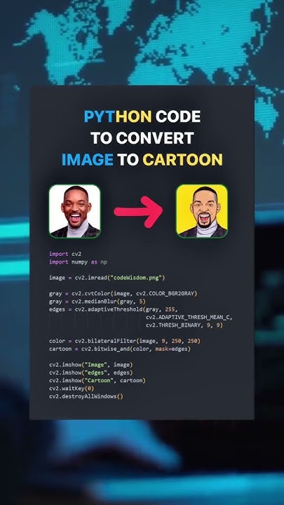 Python image to cartoon #python #code #image - YouTube