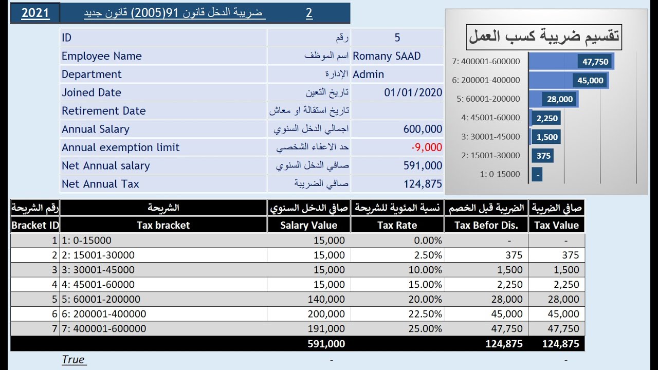 ضريبة كسب العمل 2020 الجديد وملف التسوية السنويةضريبة الدخل  نظام قديم وجديد(4)