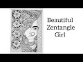 Turning Zentangle Patterns into a Beautiful Girl Portrait | Relaxing Drawing #artandcraft.1202