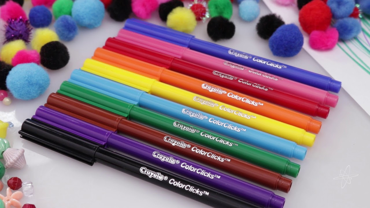 10pk Crayola Washable Color Clicks Markers Caps Connect Together