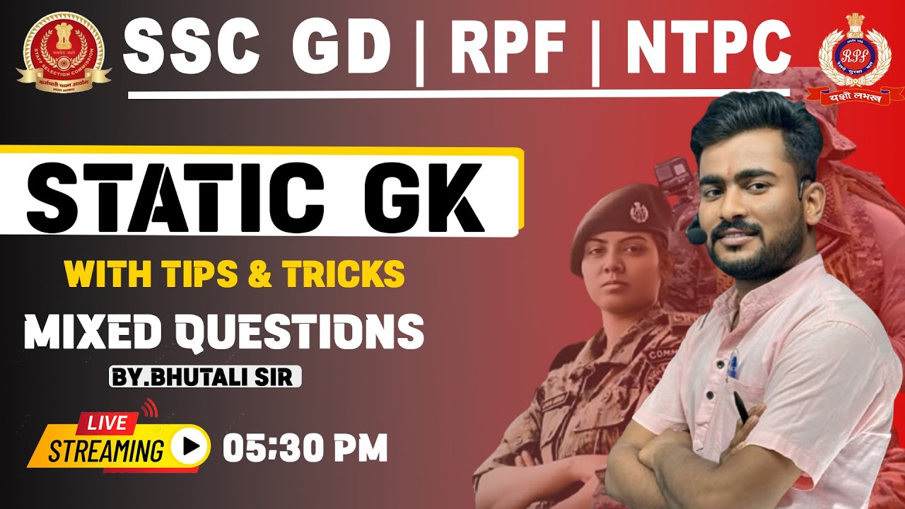 SSC GD | RPF | STATIC GK | GK | PYQ | IMP GK QUESTIONS | BY : BHUTALI SIR