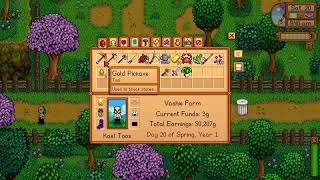 I got Gold Pickaxe and Axe and level 120 Mines and 10 Fishing and its just day 20 WOW am i bestest?