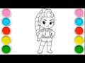 Cute K pop Rumi Drawing for kids, Painting &amp; Coloring for kids, Toddlers | Let's Draw Together