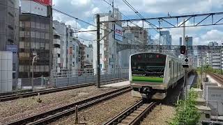 2024年8月15日 TK入場回送 回6851M E233系6000番台H008編成が恵比寿駅を通過するシーン