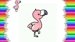 How to Draw Cute Flamingo - Bird Easy Drawing Lesson