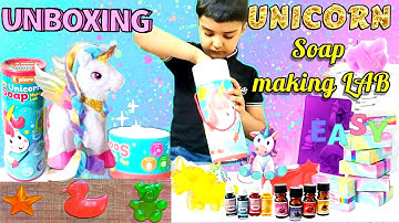 UNBOXING UNICORN SOAP making LAB | FUN Experiment Kids Activity