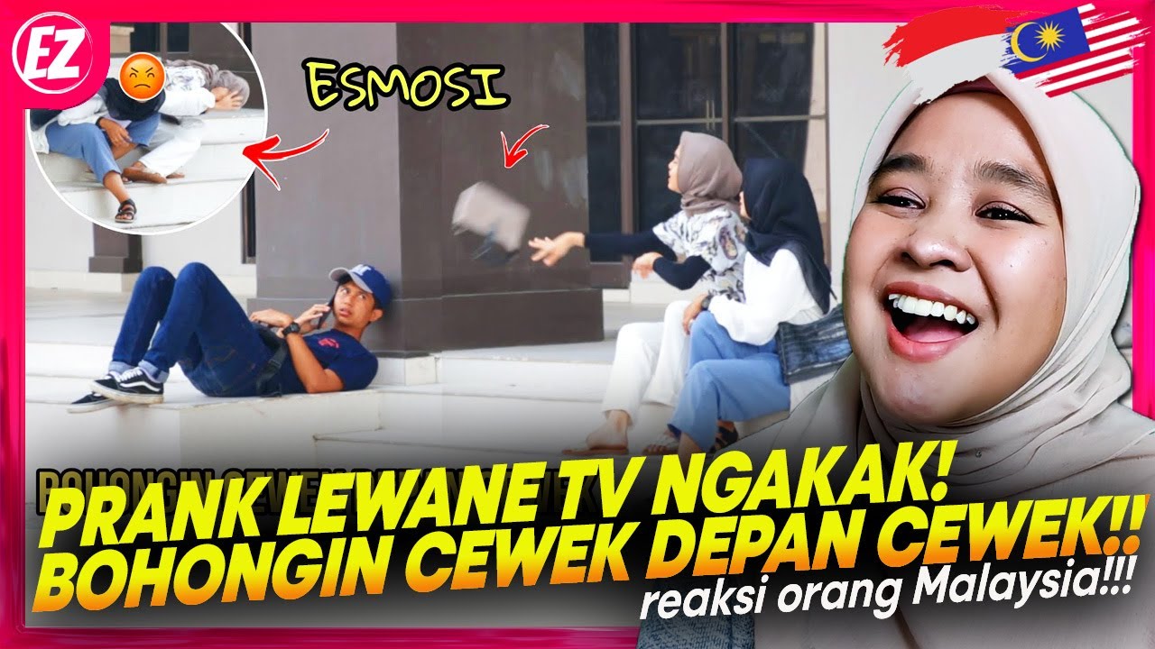 🇮🇩 TIDURAN DILEMPAR TAS!!🤣🤣 PRANK LEWANE TV BOHONGIN CEWEK DEPAN CEWEK NGAKAK!! PART74 || 🇲🇾 REACT