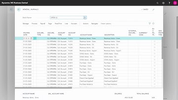 How to create Openings in Business Central - Microsoft Dynamics 365 Business Central