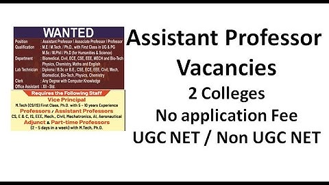 Assistant Professor Vacancies in 2 State University afft. colleges | No Exam | UGC NET/Non UGC NET