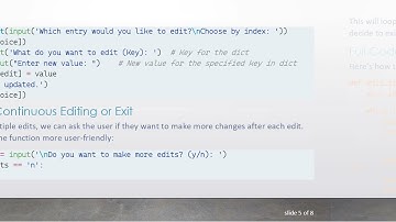 Enhancing Python Code to Edit Nested Dictionaries by Index