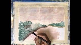 river acrylic painting paint