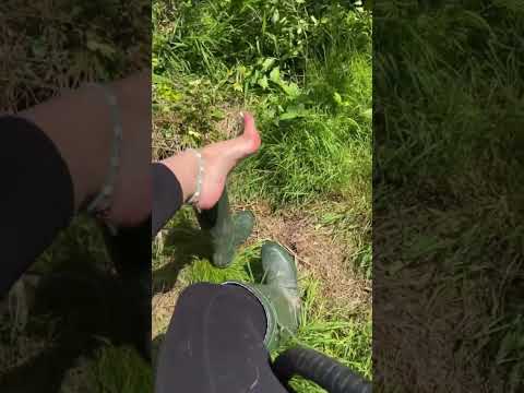 Gardening in green hunters on other Chanel link in description 💚👩🏻‍🌾👢👣