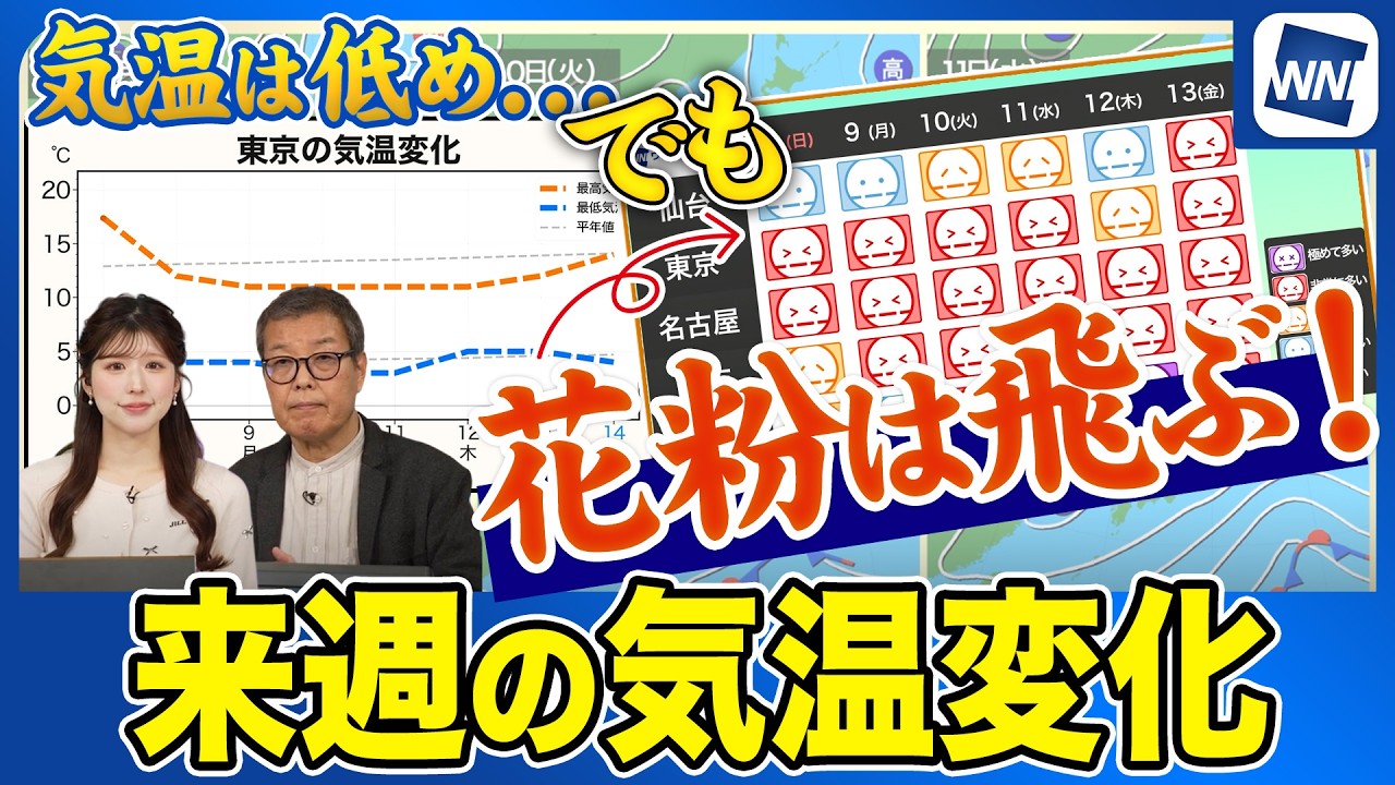 【週間気温】この先気温は低め それでも花粉対策を