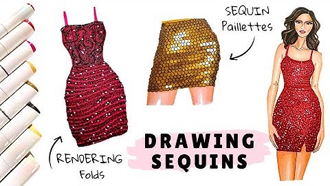 How To Draw Sequins || Sequin Rendering || Using Markers || Sequin Texture Drawing