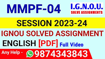 MMPF 4 Solved Assignment 2023-24 English, MMPF 4 Solved Assignment 23-24, MMPF-04 Assignment
