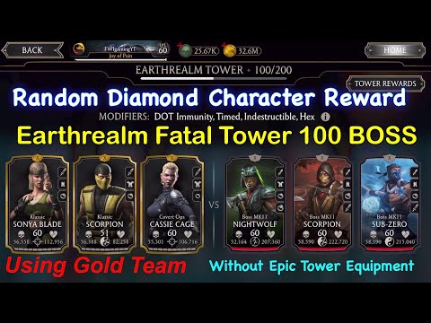 Earthrealm FATAL Tower 100 BOSS using GOLD (Random Diamond Character) Mk Mobile