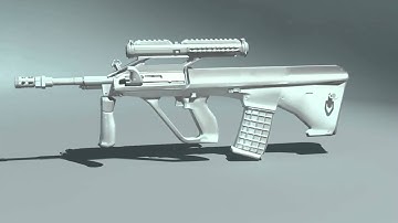 Steyr Aug A3 Low-poly model turnaround