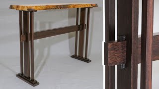 Building a Live Edge Table with Hand-cut Through Wedged Tenon   - Woodworking