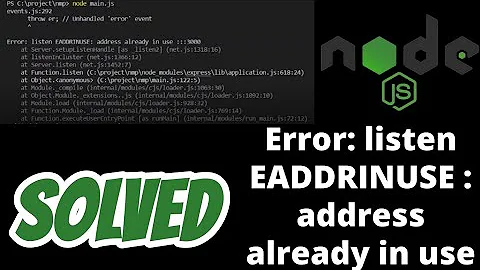 Error: listen EADDRINUSE: address already in use 3000 | 8080 | 5000 node js solved