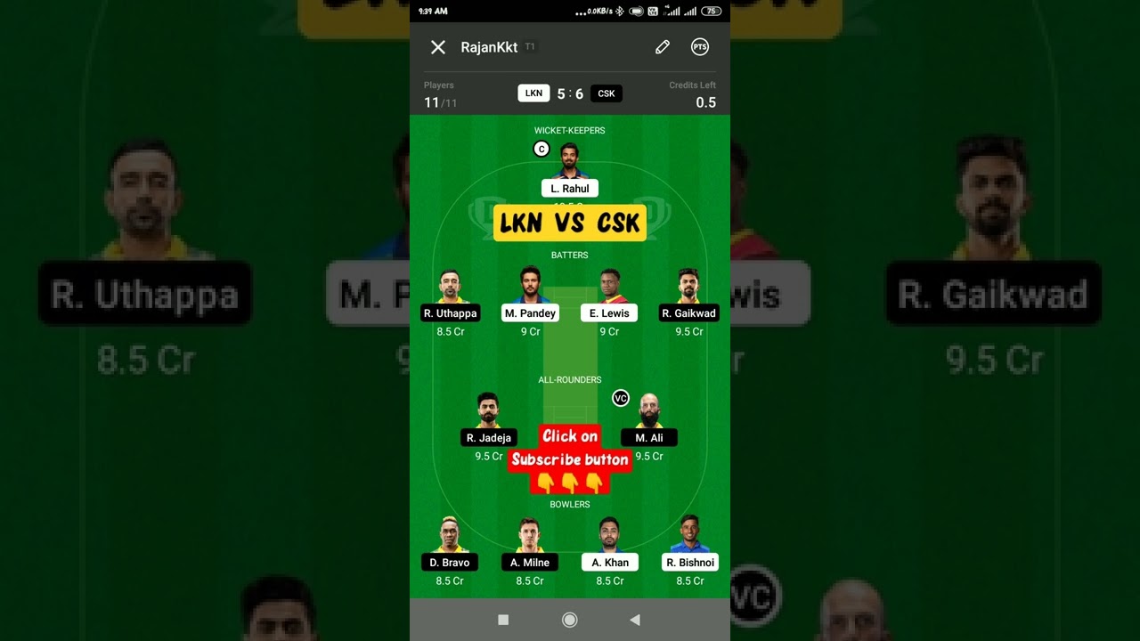 LKN  VS  CSK  DREAM 11  TEAM  PREDICTION