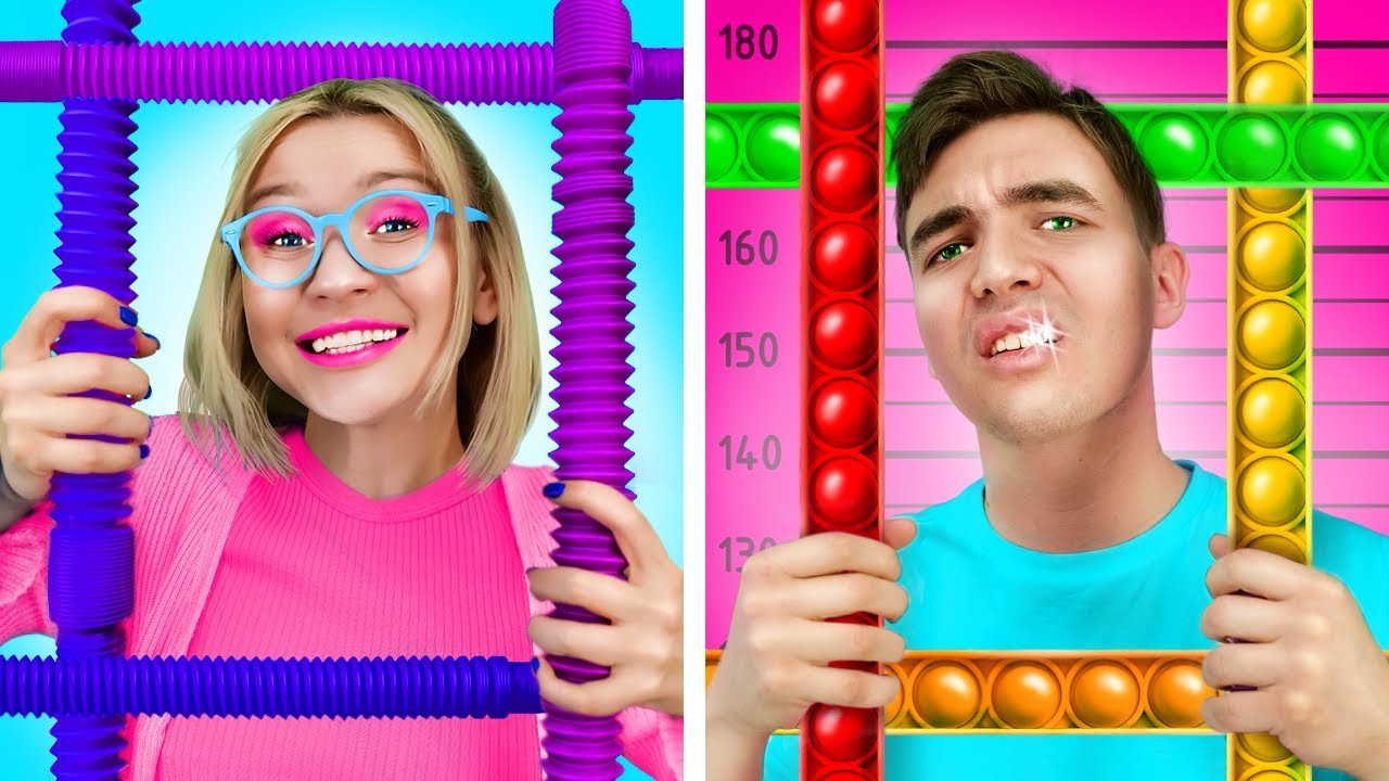 GIRLS VS BOYS || Crazy Challenge 24 hours | How to sneak POP IT at school || POP IT VS POP TUBE