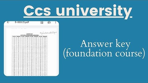 ccs university answer key 2021 | Answer key of foundation course | BSc and BA