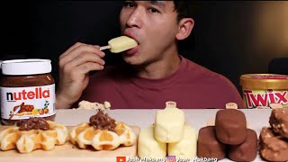 ASMR MAGNUM Twix NUTELLA CHOCOLATE ICE CREAM DESSERT MUKBANG 매그넘아이스크림 초콜릿 먹방 KOREAN EATING SHOW