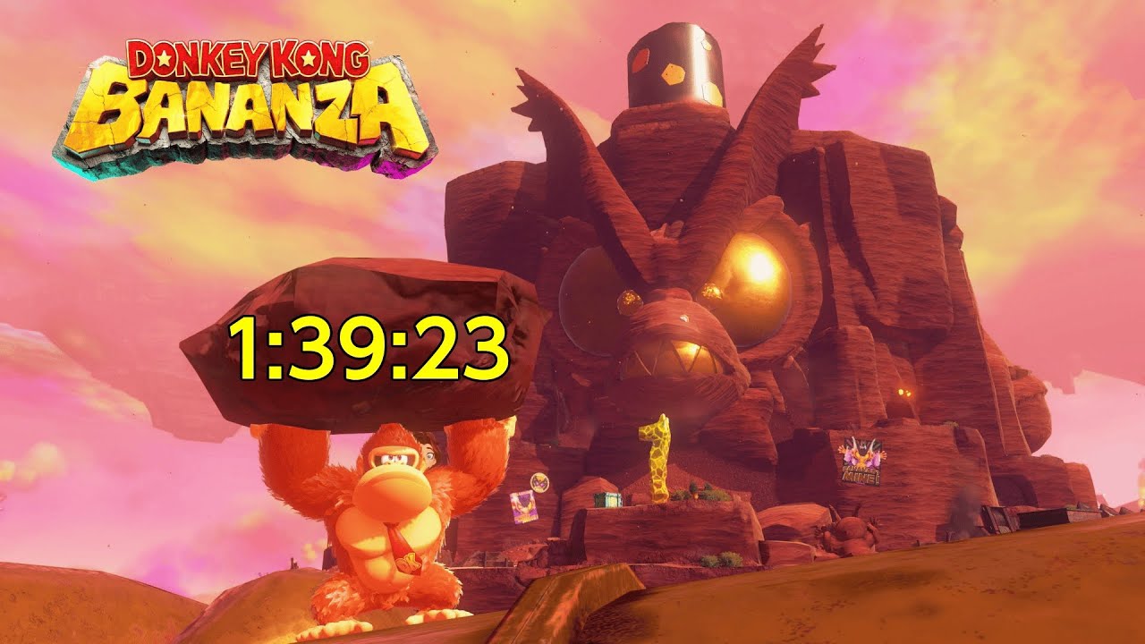 My first sub 1:40 in Donkey Kong Bananza any% in 1:40:23
