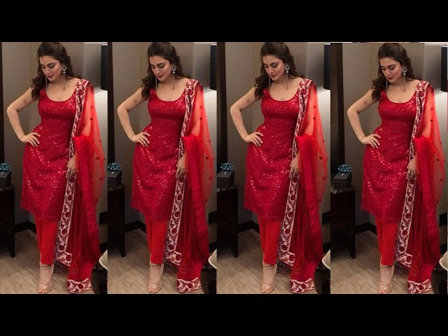 How to style red Suit / Kurti with contrast dupatta - YouTube